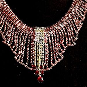 Elegant Red and Silver Necklace Purple Undertones Stage Performance Singing Boho